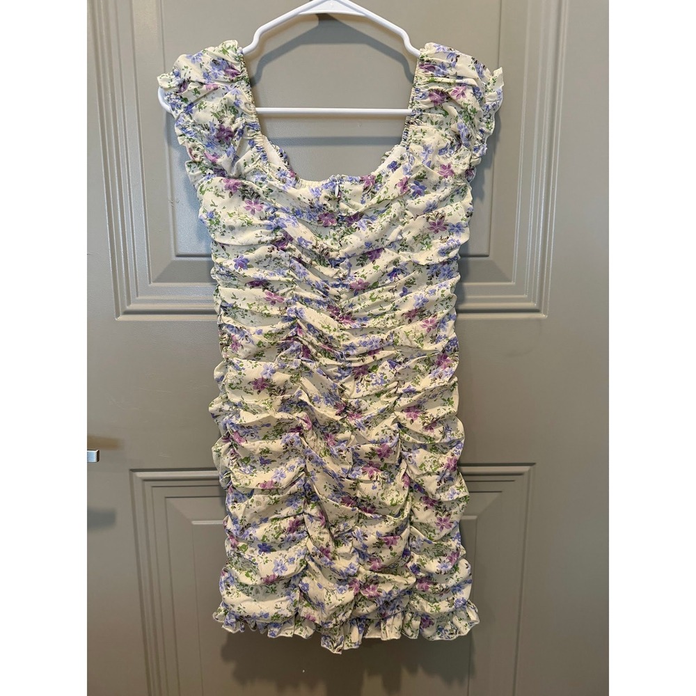 Mable Floral Mini Dress White Size Medium - Picture 2 of 3